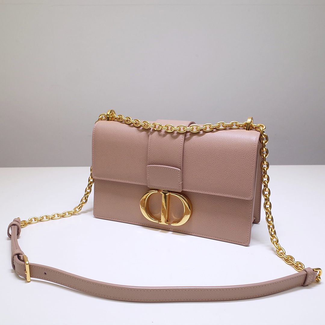 30 Montaigne Chain Bag Pink Grained Calfskin